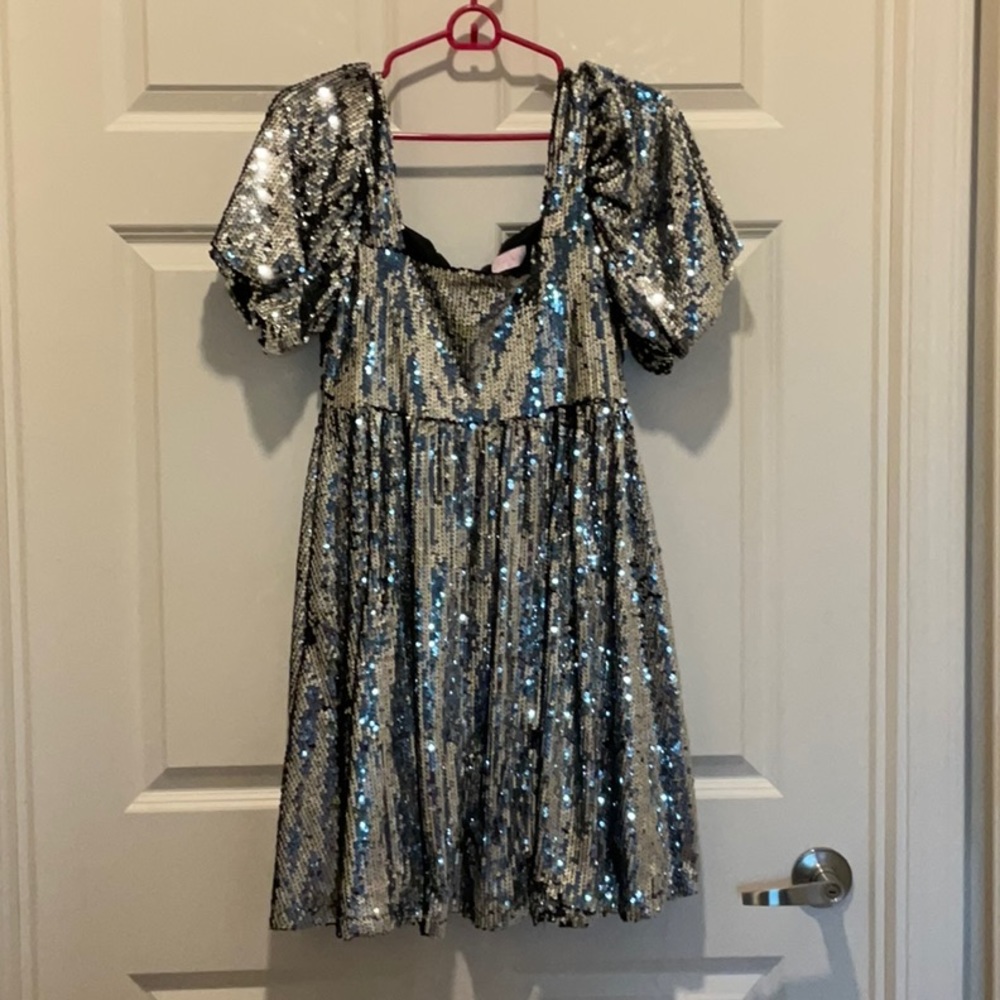Black and Silver Sequin Dress